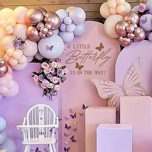 Adesivo Da Parete A Tema Farfalla Con Scritta "A Little Butterfly Is On The Way", Decorazione Per Feste A Tema Farfalla, Semplice E Semplice, Per Bambine (Decalcomania A Farfalla) - 4
