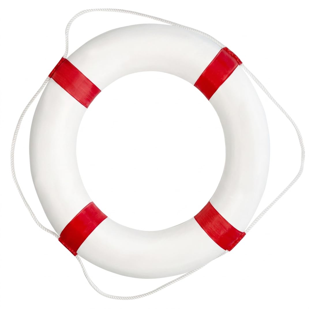 Pool-Sicherheitsring, Nicht aufblasbarer Pool-Rettungsring für Strand, Rot und Weiß