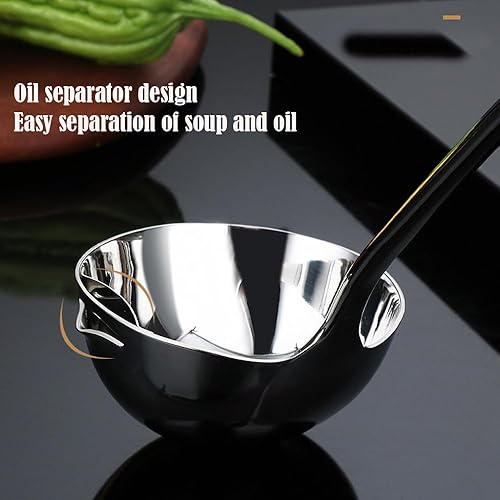 Miniatura 3 de Separador de grasa, separador de aceite de acero inoxidable 188, cucharón de sopa de 12.6 pulgadas, separador de grasa para alimentos, colador