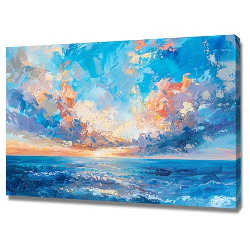 Impression sur toile grand format tableau paysage marin coucher de soleil salon