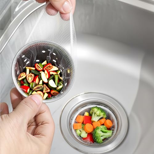 cobee 200 Pcs Kitchen Sink Strainer Mesh Bag, Disposable Drain Covers Anti-Clogging Drain Filter, Strainers Fine Mesh For Collecting Kitchen Food Waste Leftover Garbage