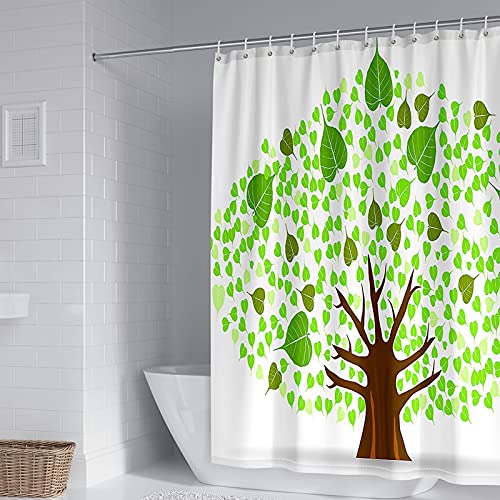 Rideau de douche polyester arbre vert de qualité supérieure avec crochets