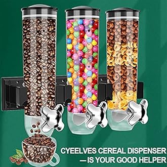 3 Pack Food Dispenser Wall Mount Storage for Coffee Beans, Candy, Cereals