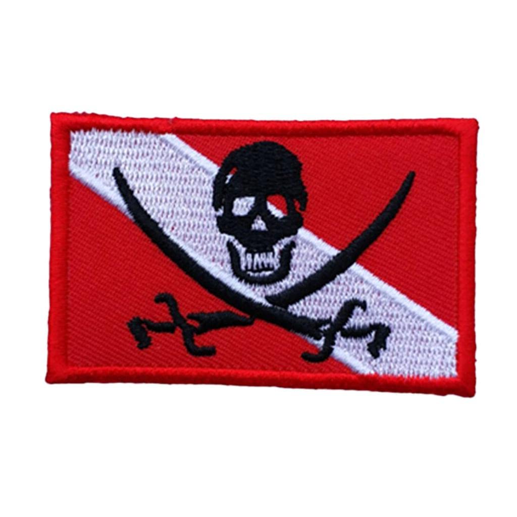 ATORSE® Embroidered Iron-On Pirate Flag Patch Emblem Souvenir for Underwater Scuba Divers