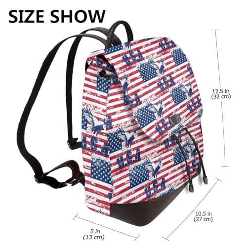 Sac à dos en cuir femme avec compartiments aigle USA - 2