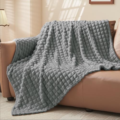 BEDELITE Kuscheldecke Flauschig Decke Klein - weiche Flanell Decken Grau 125x150 für Sofa, Deko Kariert Fleecedecke als Sofaüberwurf für...