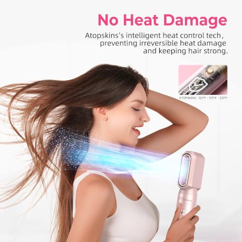 Image of Atopskins 6-in-1 Blow Dryer Brush, Hot Air Styler with Auto-Wrap Curlers