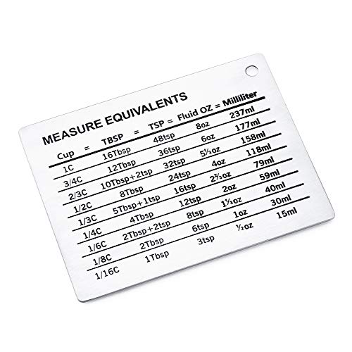Latauar Magnetic Kitchen Conversion Chart - Professional Measurement Refrigerator Magnet In 18/8 Stainless Steel, Conversions For Cups, Tablespoons, Teaspoons, Fluid Oz And Milliliters. (1 Pack) #TOP2