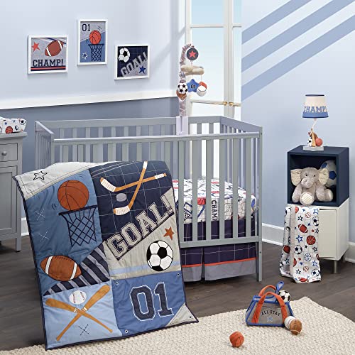 Image of Lambs & Ivy Baby Sports 3-Piece Football/Basketball Baby Crib Bedding Set