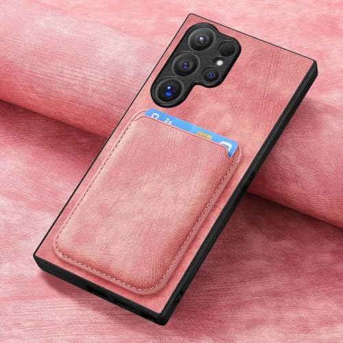 Étui pour Samsung Galaxy S24 Ultra anti-choc et porte-carte rose
