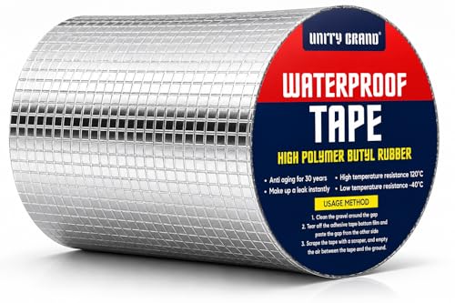Image of UB Unity Brand Waterproof Aluminium Tape for Roof Leakage, Heavy Duty Strong Adhesive Butyl Tape for Roof Leak, Water Tank, Window & Pipe Leakage Repair, Weatherproof Seal Tape (15 CM X 5 Meter)