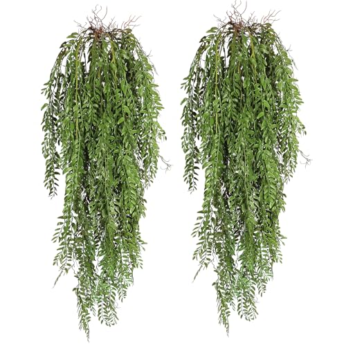 RECUTMS 2 Pcs 3.7Ft Hanging Fake Plants Faux Ferns Ivy Willow Vine Leaves Wall Greenery Artificial...