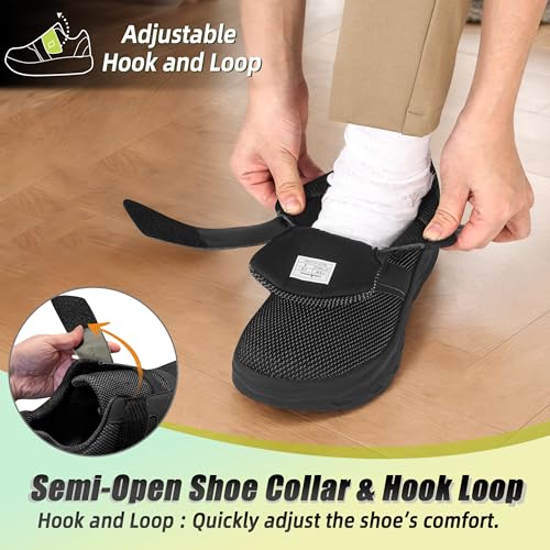 OrthoComfoot Men's Orthopedic Diabetic Wide Walking Shoes: Comfortable Cushion Arch Support Plantar Fasciitis Sneakers, Orthotic High Arch Swollen Feet Adjustable Work Shoes for Ankle and Heel Pain4