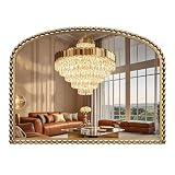 CAVINHOME 40'x30' Wide Arch Wall Mirror, Antique Gold Bold Beaded Frame
