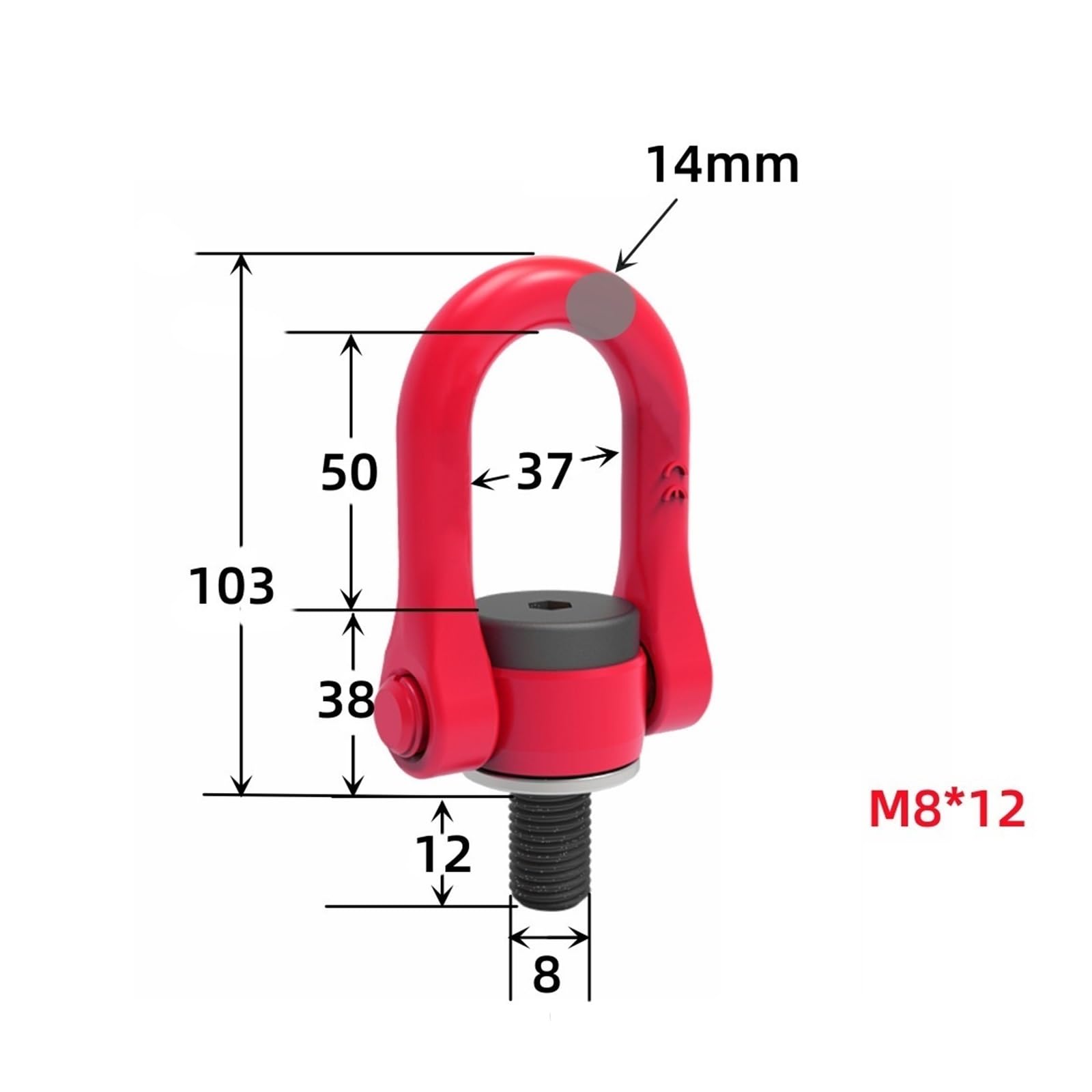 Anneau de levage rotatif, anneau pivotant universel en acier allié G80 à haute résistance, rotation à 360 degrés, moule de levage en U, cosses de boulon(M8*12)