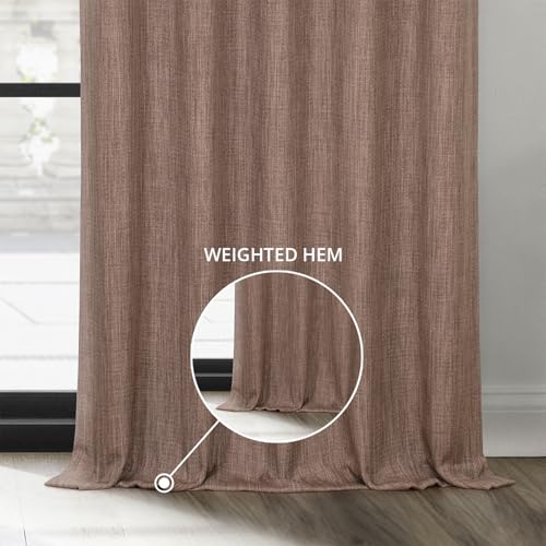 Image of HPD Half Price Drapes - Faux Linen Curtains for Living Room (2 Panels) - 50W X 84L - Textured Room Darkening Curtains for Bedroom 84 Inches Long - Drapes for Home Decor, Dutch Cocoa