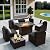 VONZOY 8 Pieces Outdoor Patio Furniture Set with 44" Fire Pit Table Rattan Sectional Conversation Sets w/Gas Fire Pit, Coffee Table, 2 Waterproof Covers, Dark Grey