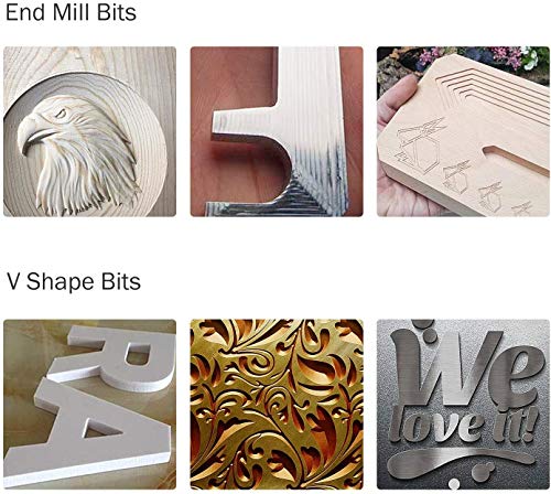 40Pcs End Mill Combination Kit Set 1/8" Shank CNC Router Bits Cutter Cutting Milling Tool (4 Type, Each 10Pcs) Flat Nose/Ball Nose End Mill 30° V-Shape Engraving Bits 4 Flutes End Mill