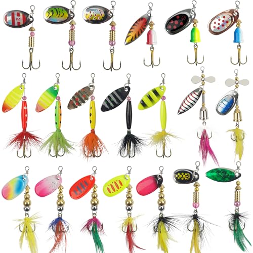 Inline Spinner Baits Trout Lure Kits Rooster Tail Fishing Lures 20PCS