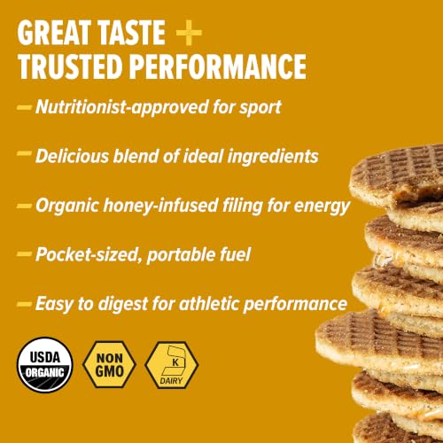 Image of Honey Stinger Organic Honey Waffle, Energy Stroopwafel for Exercise, Endurance and Performance, Sports Nutrition for Home & Gym, Pre and Post Workout, 16.96 Ounces (Pack of 16)