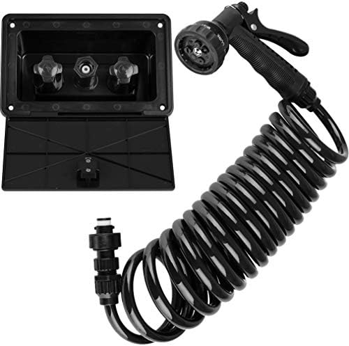 Dura Faucet DF-SA189-BK RV Exterior Quick Connect Detachable Sprayer, Hose, Port, and Spray Box Kit (Black)