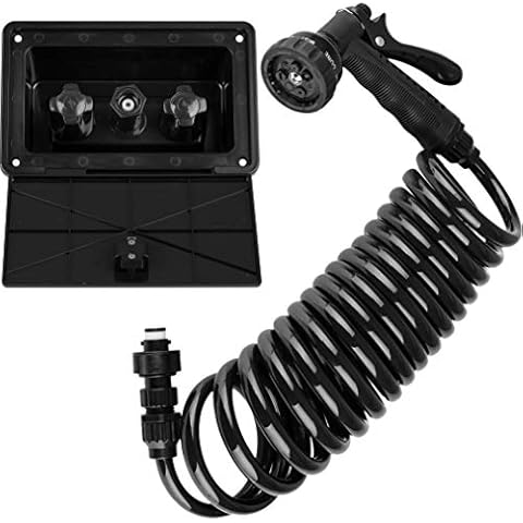 Dura Faucet DF-SA189-BK RV Exterior Quick Connect Detachable Sprayer, Hose, Port, and Spray Box Kit (Black) Cover