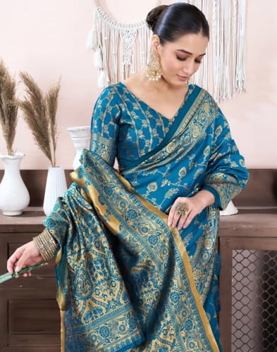 Image of Women's Kanjivaram Soft Silk Banarasi Saree With Blouse Piece | Banarasi Sari For Women | Saree with Blosepiece