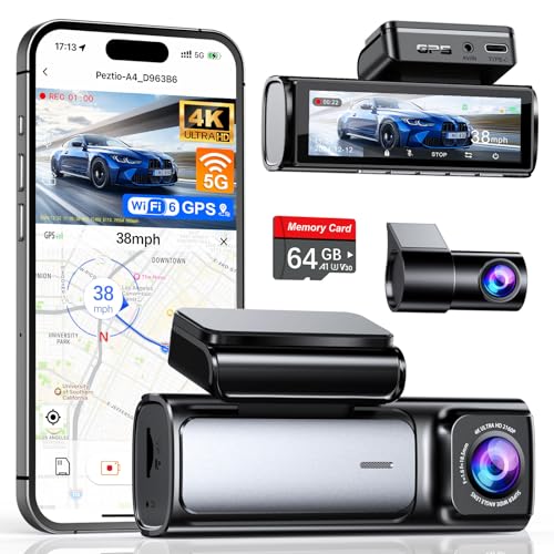 Affver 4K+2.5K Dash Cam Front and Rear, Built-in 5G WiFi 6 GPS...