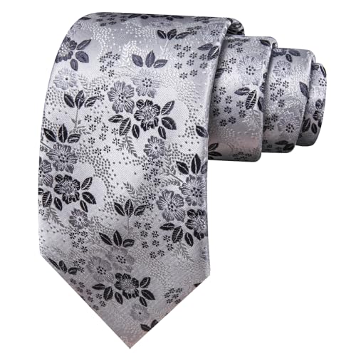 Image of Barry.Wang Men Tie Set Floral Paisley Silk Necktie Pocket Square Cufflinks Formal Wedding Party Business