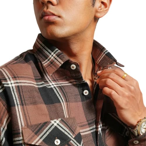 Image of RuggedNap Checked Cotton Shirt for Men | Premium Casual Plaid Shirt, Soft Breathable Everyday Wear