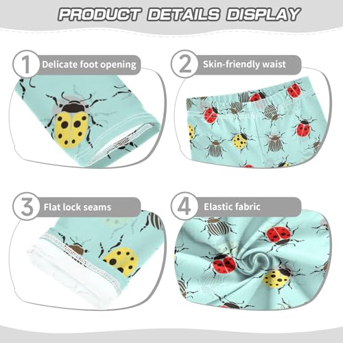 Beetle Ladybug Girls Leggings,Workout Leggings for Girls Toddler Athletic Leggings Size for 3-10T3