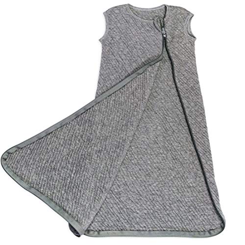 Image of HonestBaby Organic Cotton Matelasse Wearable Blanket, Gray Heather, Medium
