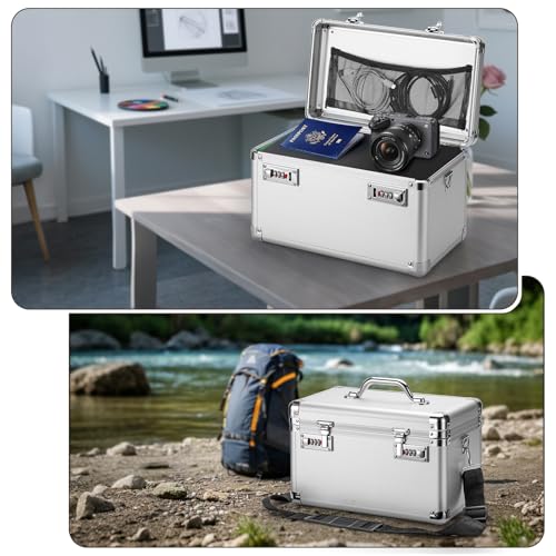 Grande boîte à verrouillage 38cm | Coffre de rangement sécurisé à code pour documents et remèdes