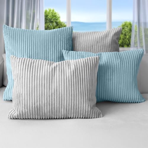 Amilian Dekokissen 4er Set mit Füllung – Sofakissen Set 2x 45x45 cm & 2x 35x45 cm – Weiche...
