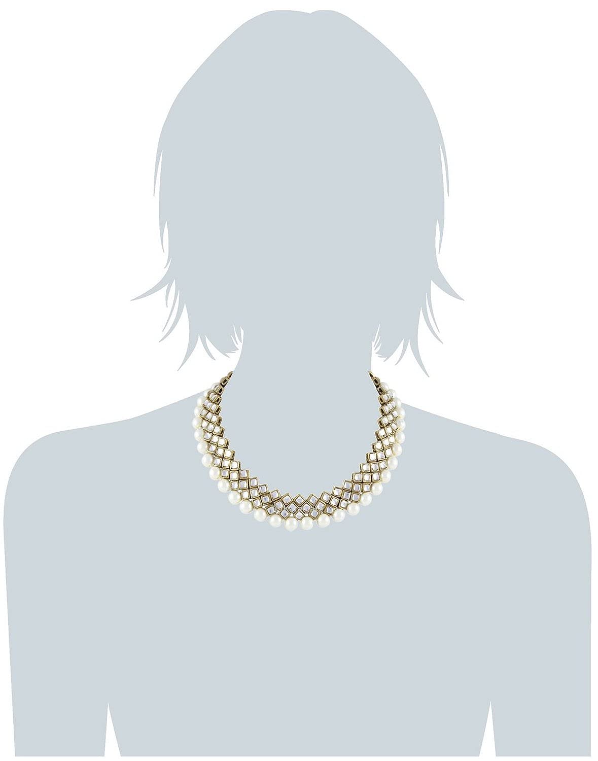 Pearl Kundan Choker Necklace Set With Earrings