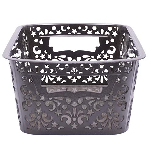Image of Cutting Edge Essentials Plastic Storage Baskets /Shelf /Turkish Rack without Lid - Set of 2 for Fruit Vegetable Bathroom Stationary Home Basket with Handle (Brown, Small)