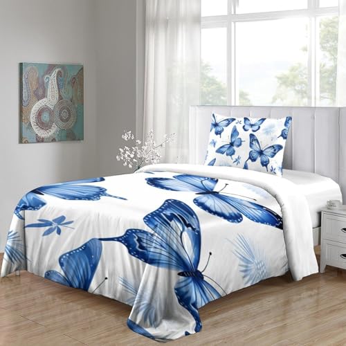 Housse de couette papillon 3D en microfibre douce avec fermeture éclair