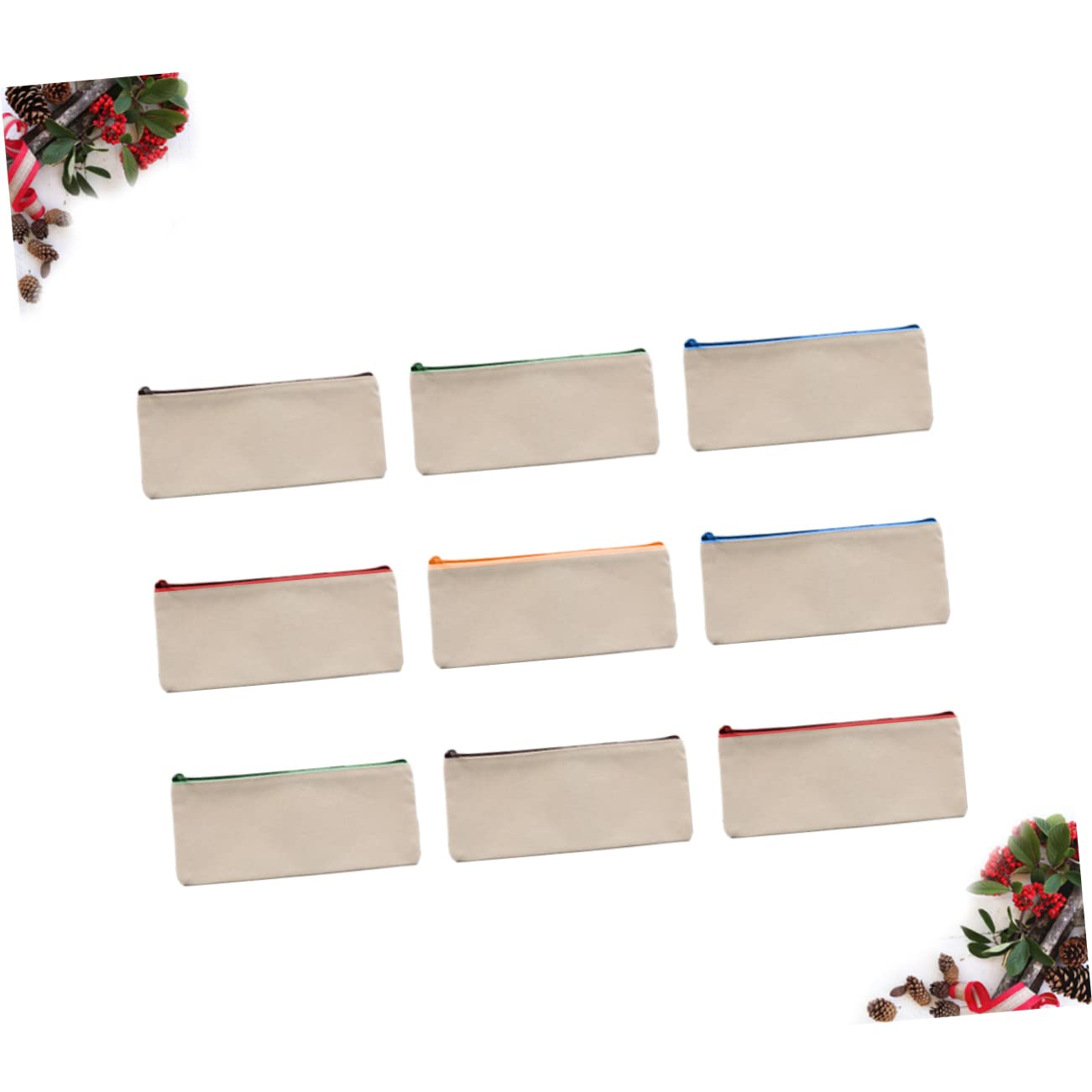 FRCOLOR Estuche para Lápices de Lona Cremallera, Gran Capacidad y Superficie para Pintar, Adecuado para Escuela y Oficina, 15 Piezas Livianas y Color Aleatorio Varios Estilos