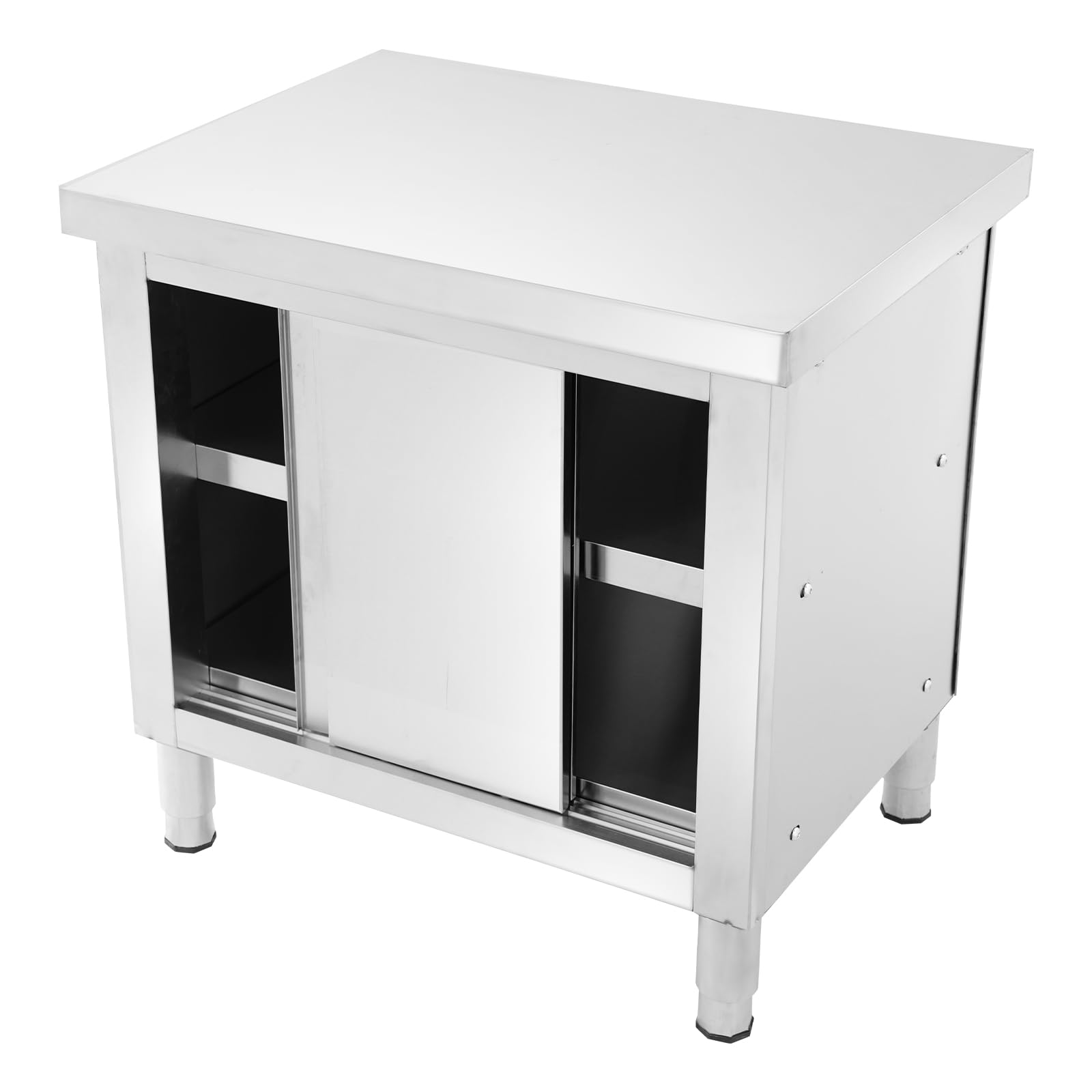 OUKANING Szafka robocza z drzwiami przesuwnymi, 120 x 60 x 80 cm, stół roboczy ze stali nierdzewnej, wolnostojąca, szafka kuchenna, szafka gastronomiczna ze stali nierdzewnej, nośność 300 kg, do