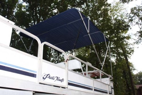 Vortex 4 Bow Bimini Top For Boat – 8ft Long, 79-84" Wide, 54" High, Navy Blue Complete Kit