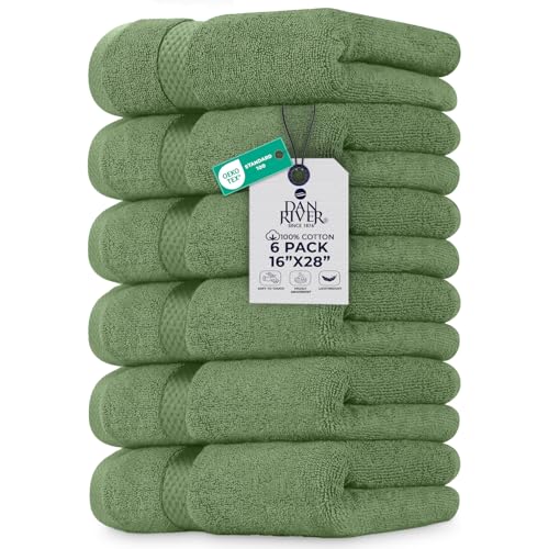 Image of DAN RIVER Luxury Hand Towel - Soft, Absorbent, Quick-Drying, Premium Cotton Towel, Perfect for Everyday Use, 16x28 Inches - Sage Green