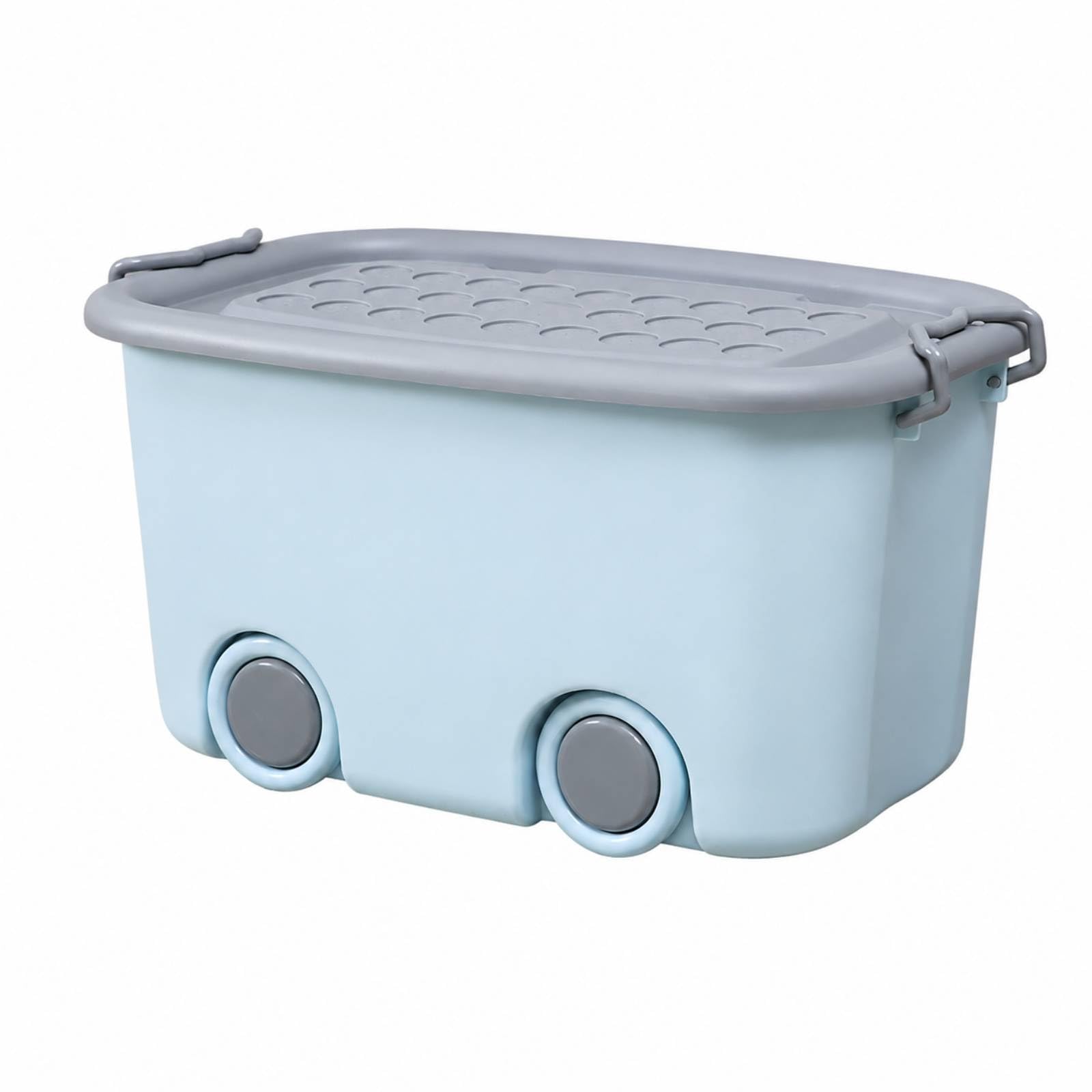 Caja Almacenamiento con Ruedas Móvil Recipien Plástico con Larales Organizador Armario Apilable para Estudio, Sala Estar, 48x32.5x25.5cm