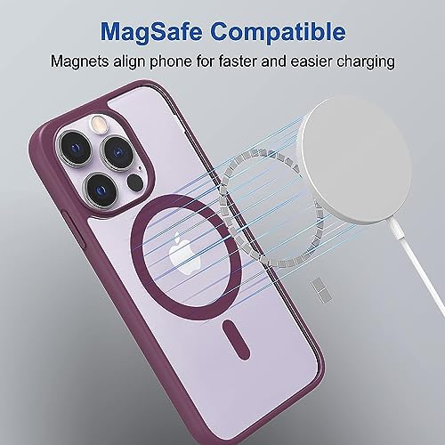 Image of JUMPSTART iPhone 14 Pro Silicone Back Cover Mobile case with MagSafe Wireless Charging case magsafe Charger|Magnetic Clear Slim Thin Bumper Phone Cover for iPhone 14 pro -WineRed