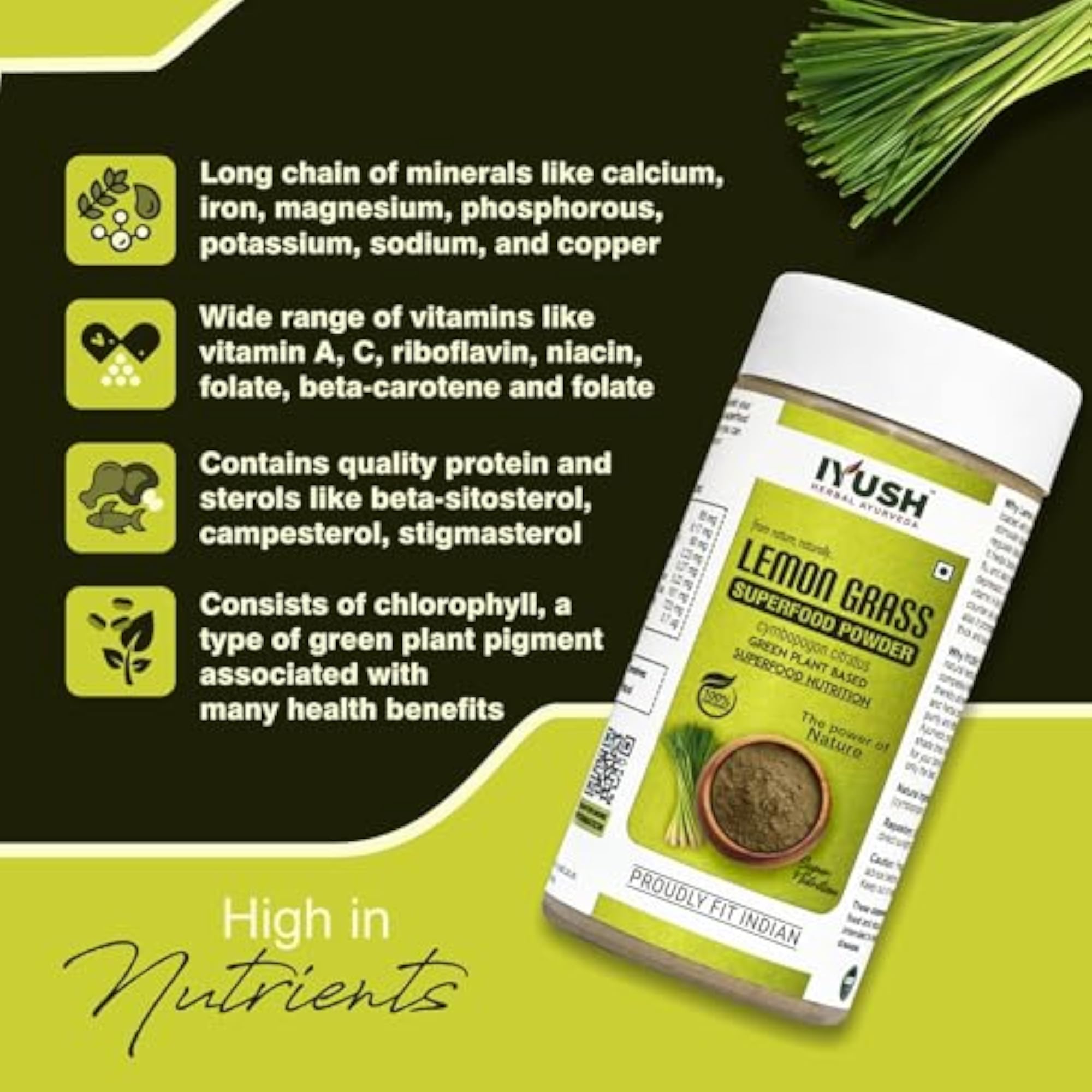 IYUSH Herbal Ayurveda Lemon Grass Powder, 100g