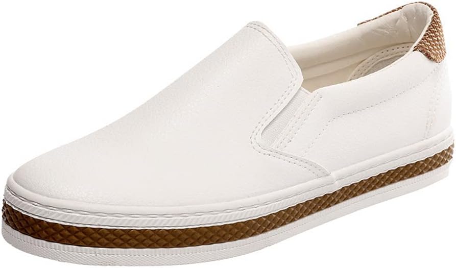 Women's Fashion Slip on Shoes Casual Low-Top Sneakers Flat Walking Loafer Shoes