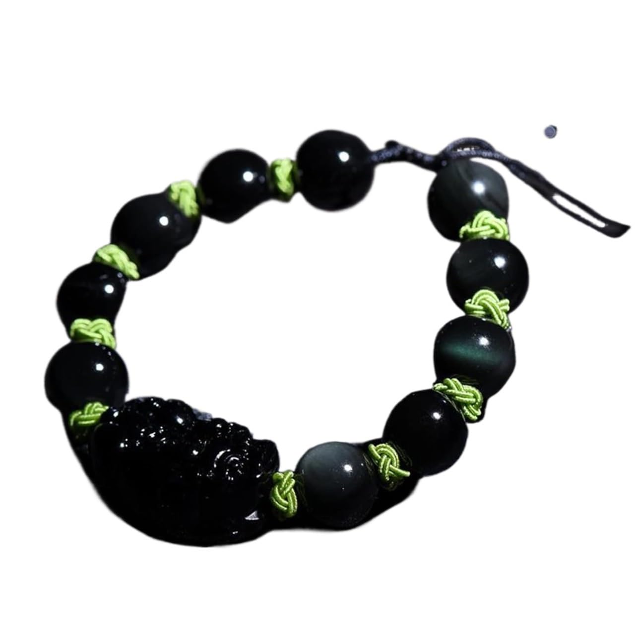 Obsidiana Negra, Pi Yao Hilo Rojo Riqueza Reiki Amuleto Suerte Ajustable Proteger del Mal Mujeres Hombres,Rojo,10mm