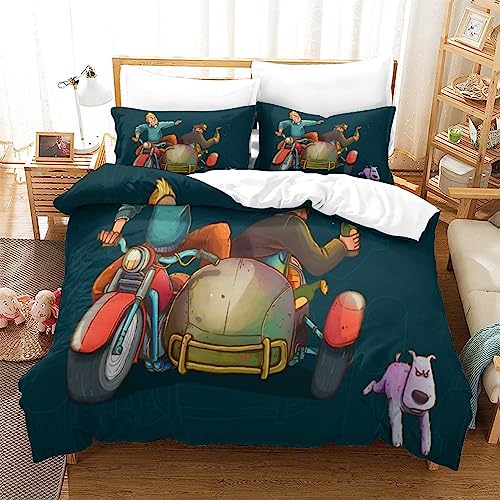 YINGD Juego de funda de edredón 3D de Las aventuras de Tintín con póster de película para niños, juego de edredón decorativo de tendencias de moda, tamaño 220 x 240 cm
