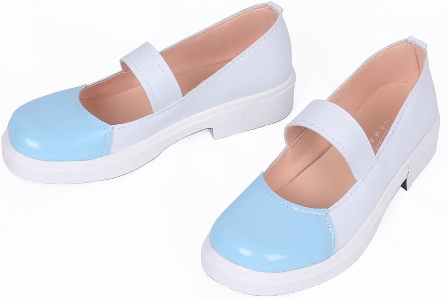 YuanCos White Blue Cosplay School Shoes S008