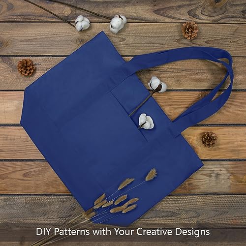 Image of TOPDesign 1-Pack Canvas Tote Bag with an External Pocket, Reusable Grocery Shopping Bag, Top Zipper Closure, Daily Essentials (Blue)