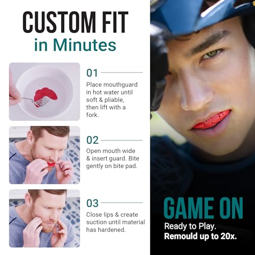 SISU Mouth Guard Aero - Awesome Aqua - Ultra Slim Gumshield for Adults & Kids - Custom Fit Rugby Gum Shield- A Remouldable Sports Mouthguard for Boxing, MMA, Hockey - (Medium 5' - 6' Tall) - Image 2